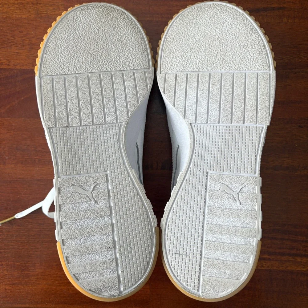 Puma Cali Exotic White Women's Leather Sneakers Shoes 9.5